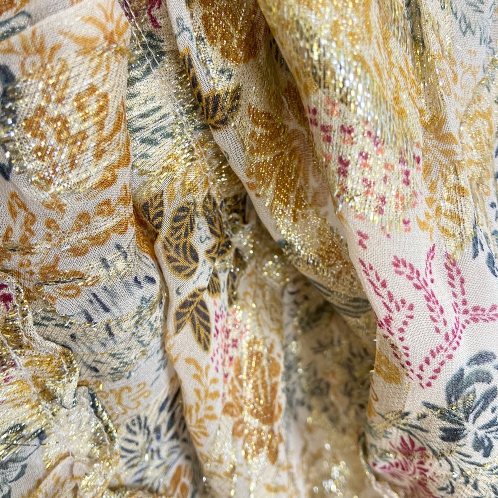 MSK Metallic Gold Floral Tiered Maxi Dress 93467194Q size M NEW - Picture 12 of 14